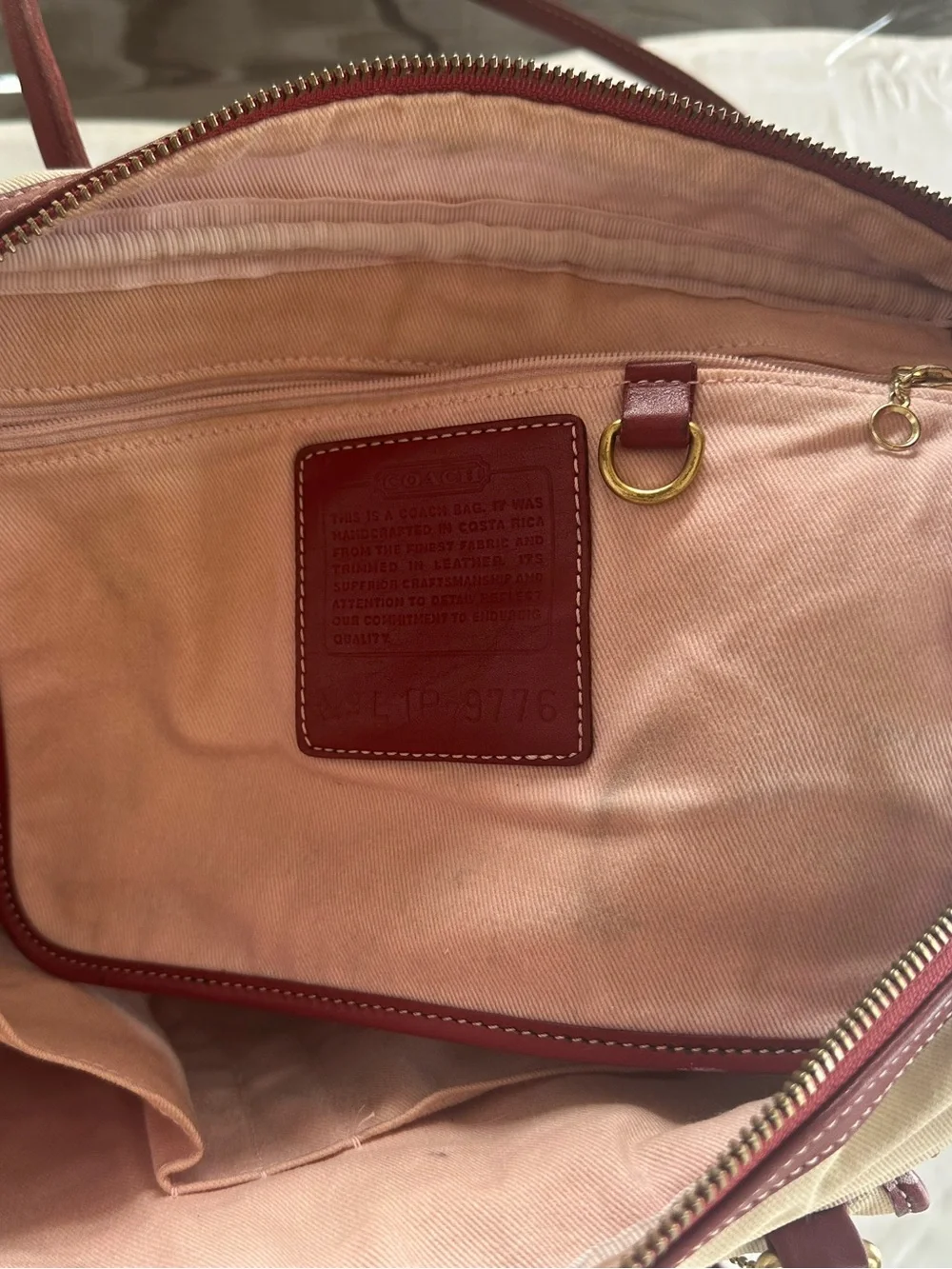 Vintage Coach Penelope Canvas and Red Trim leather